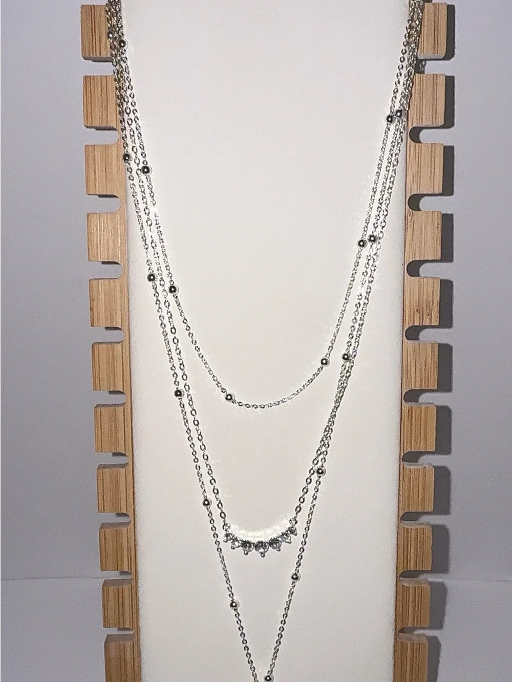 14K Gold Silver Plated Layered Necklace Set | CZ Disc & Beaded Chain